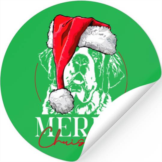 Santa Saint Bernard Dog Christmas Wilsigns Stickers