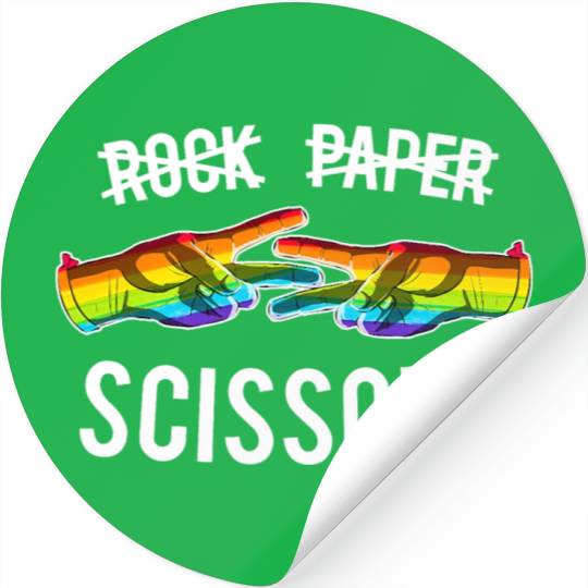 Rock Paper Scissors Lesbian Pride Rainbow LGBT Stickers