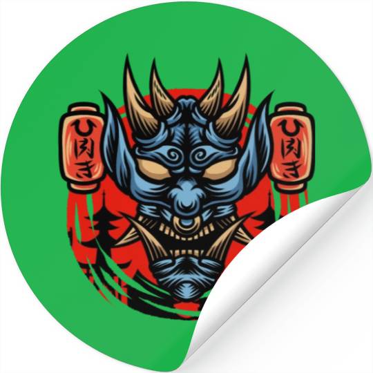 Bushido kabuki samurai japan graphic devil mask Stickers