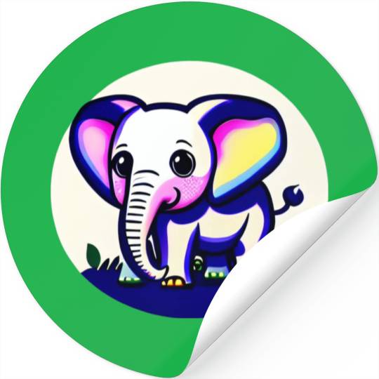 Little Elephant Cartoon - Cute Love Adventure 4 Stickers
