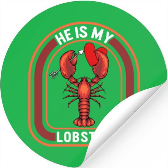 Valentines Stickers, He Is My Lobster Holding Red