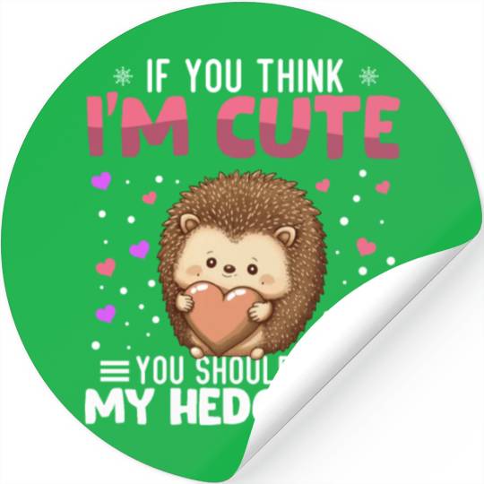 Hedgehog Heart Valentine's Day Animal For Womens Stickers