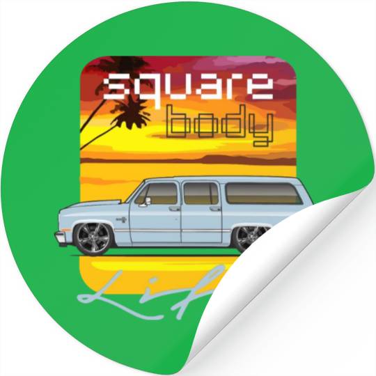 square Light Blue Stickers