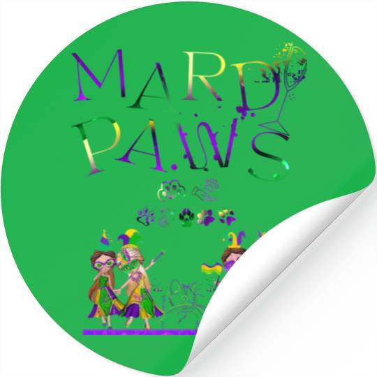 Mardi gras purple and gold cat- teddy bear+sticker Stickers