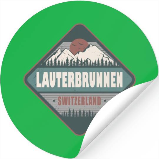 Lauterbrunnen Switzerland Vintage Hiking Design Stickers