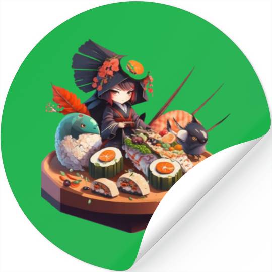 Beautiful Cute Anime Sushi Girl Stickers