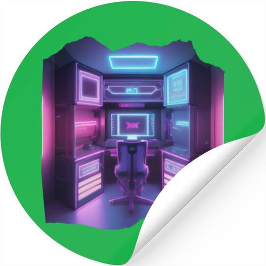Future Isometric Room Gamer Studio Stickers