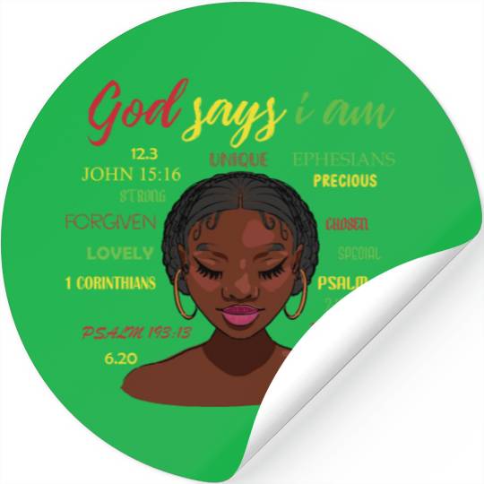African American Girl God Says I Am Black Pride Stickers