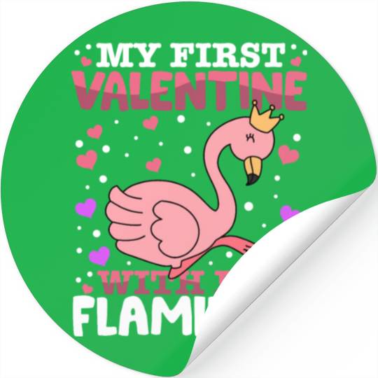 My First Valentine With My Flamingo Animal Heart Stickers