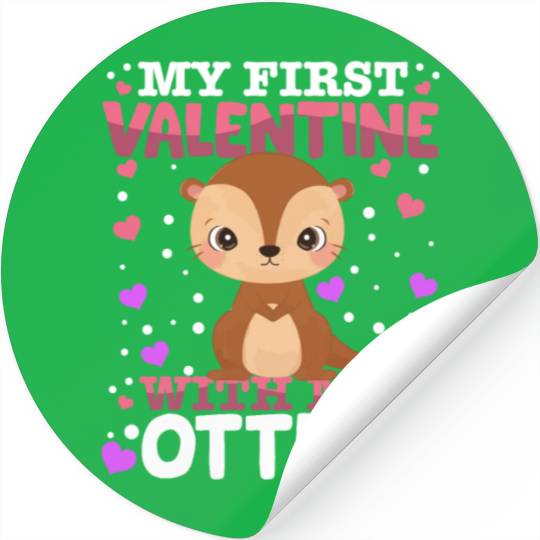 My First Valentine With My Otter Animal Heart Stickers