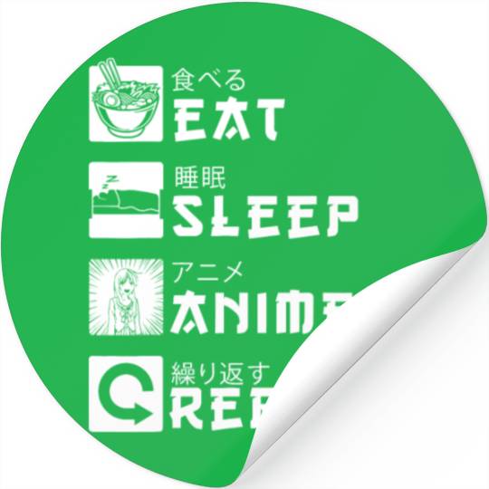 Eat Sleep Anime Repeat Japanese Manga Lover Cospla Stickers
