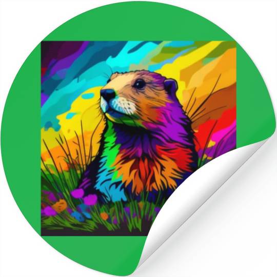 multicolor groundhog.groundhog day ,groundhog gift Stickers