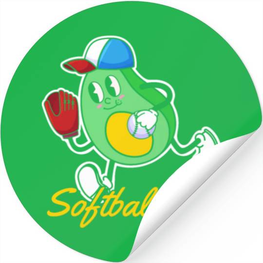 Softball Avocado Stickers