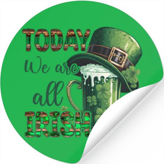 Mens St Patricks Day All Irish Green Shamrock Stickers