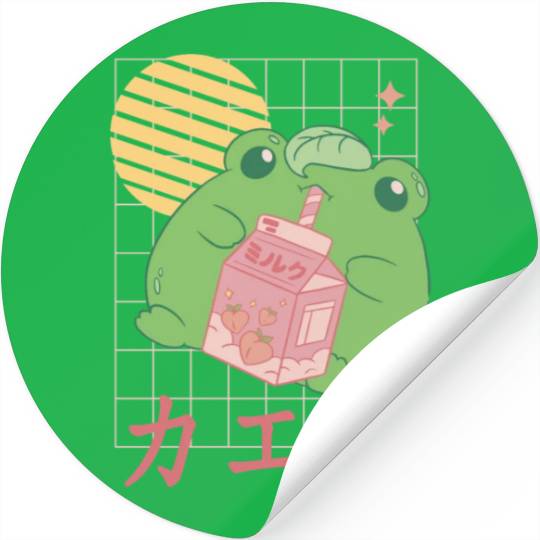Strawberry Milk Frog Japanese Stickers