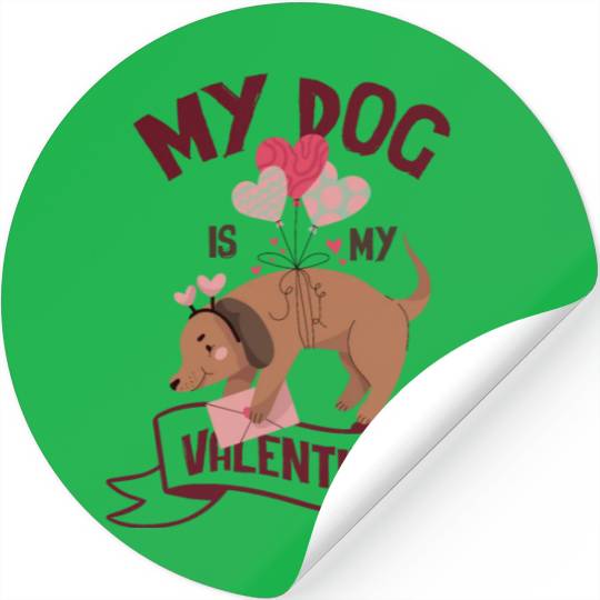 Retro Matching Valentine Day Heart Dog Stickers