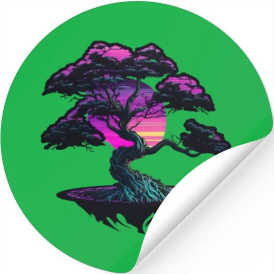 Synthwave Bonsai Tree Stickers