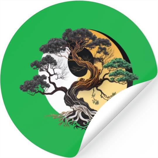 Yin and Yang Bonsai Tree Stickers