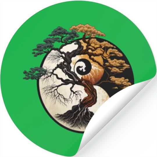Yin and Yang Bonsai Tree Stickers