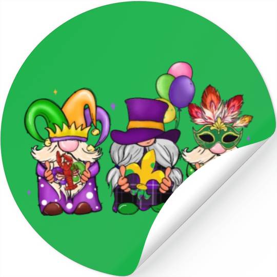 Kids Toddler Girls Fleur de Lis Mardi Gras Gnomes Stickers
