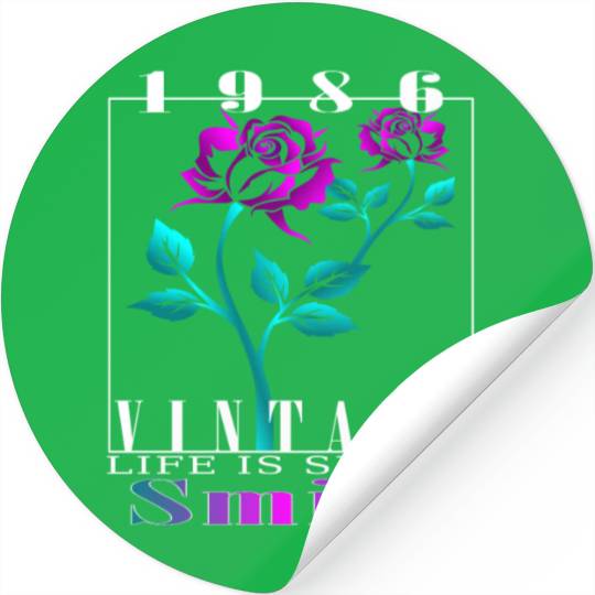 1986 Born Vintage Rose Gift Stickers