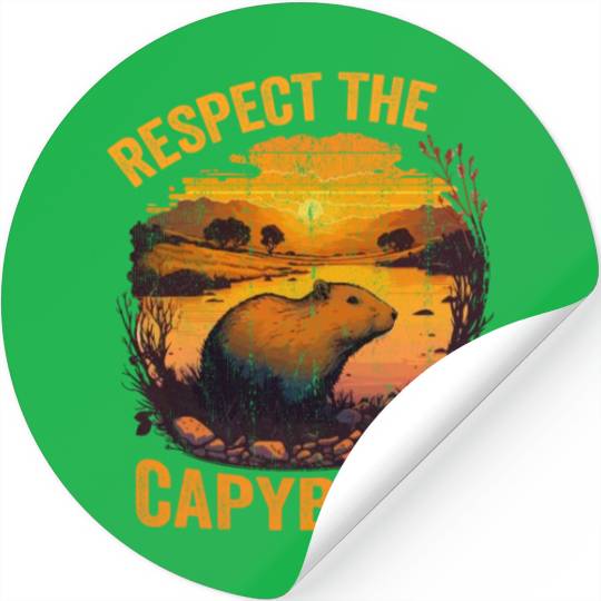 Respect The Capybara Animal Humor Capybara Lover Stickers
