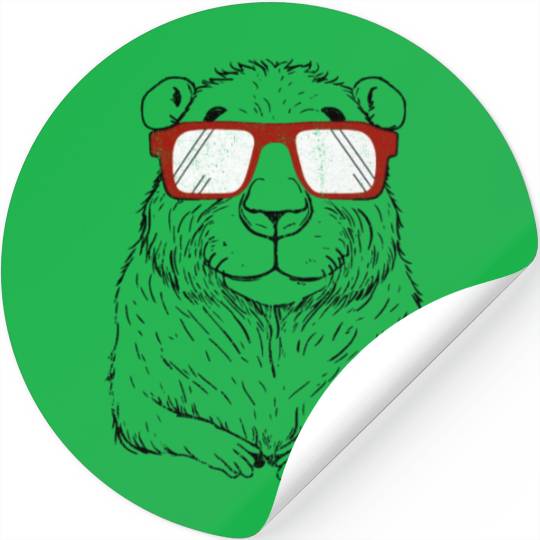 Capybara Wearing Red Glasses Capybara Lover Rodent Stickers