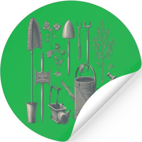 Florist Gardener Dad Grayscale Gardening Tools Stickers