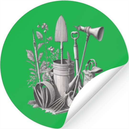 Florist Gardener Dad Grayscale Gardening Tools Stickers