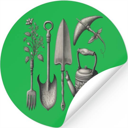 Florist Gardener Dad Grayscale Gardening Tools Stickers