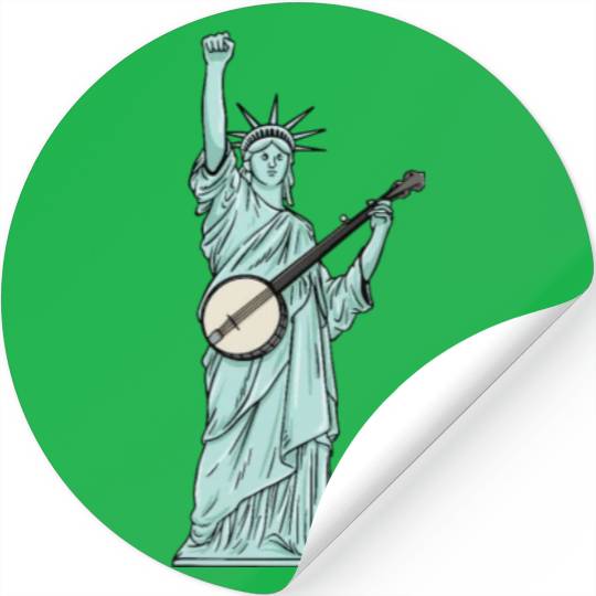 Statue Of Liberty Banjo Musician Design for Stickers