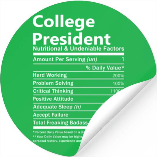 College President Stickers - Nutritional And Undeni