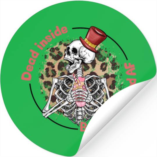 Dead Inside Caffeinated Skeleton Valentine Day Stickers