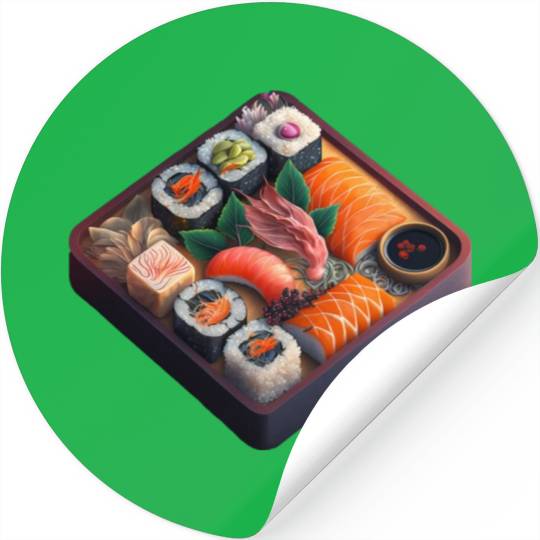 Realistic Sushi On Table Stickers