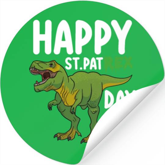 Happy St Pat Rex Day Dinosaur Stickers