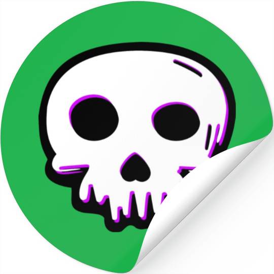 2D Vector Cartoony Synthwave Skull Stickers