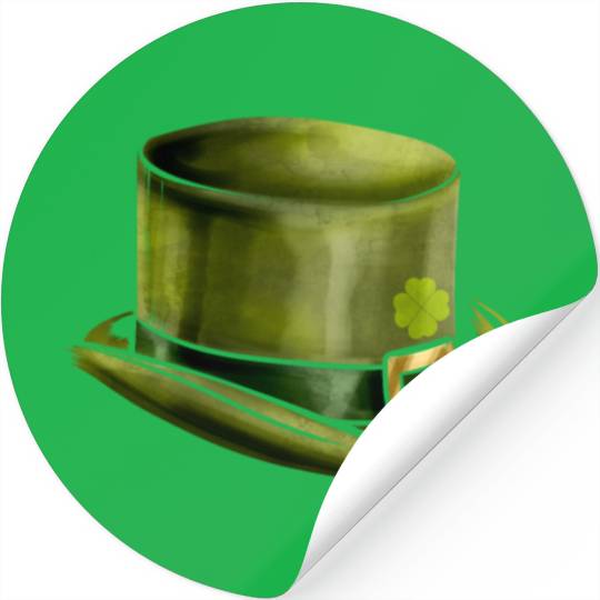 Green Leprechauns Hat Cylinder Shamrock On St Stickers