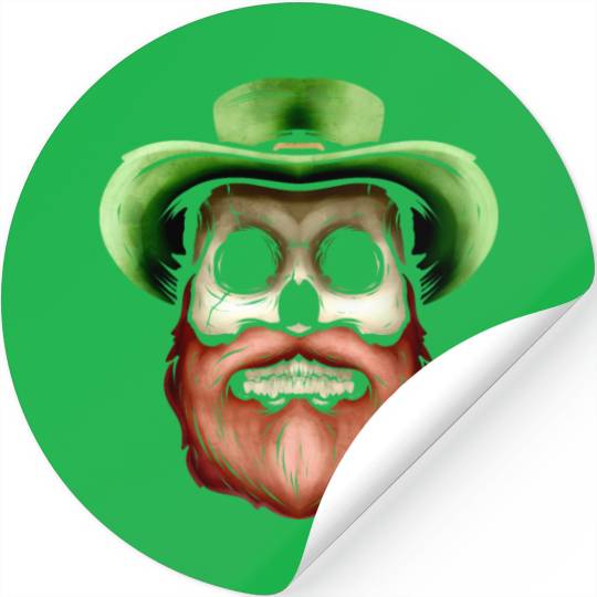 Skull With Green Hat And Red Beard For St Stickers