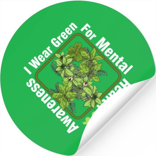 I Wear Green For Mental Health Awareness Green Rib Stickers