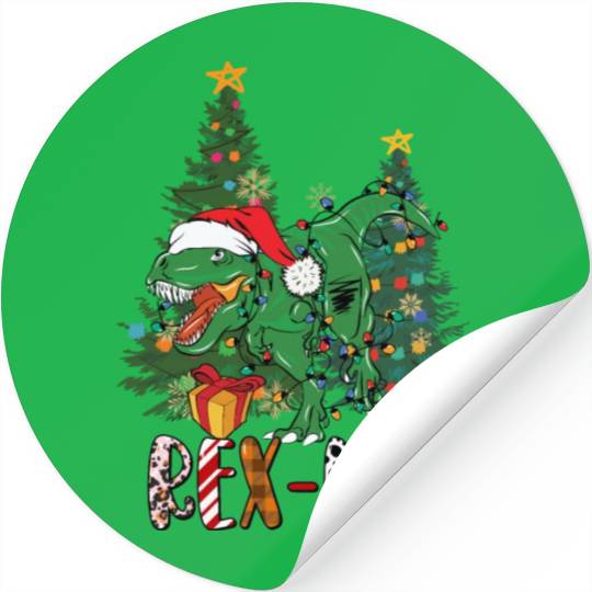 Dino dinosaur T-rex Trex Tyrannosaurus Xmas Stickers