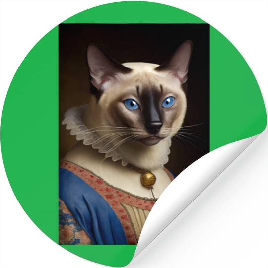 Siamese Cat Breed Portrait Royal Renaissance Anima Stickers