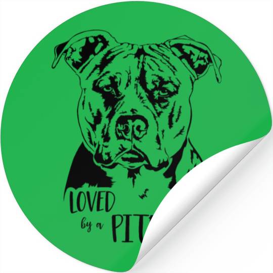 Loved by a Pitbull dog mom dog saying Stickers