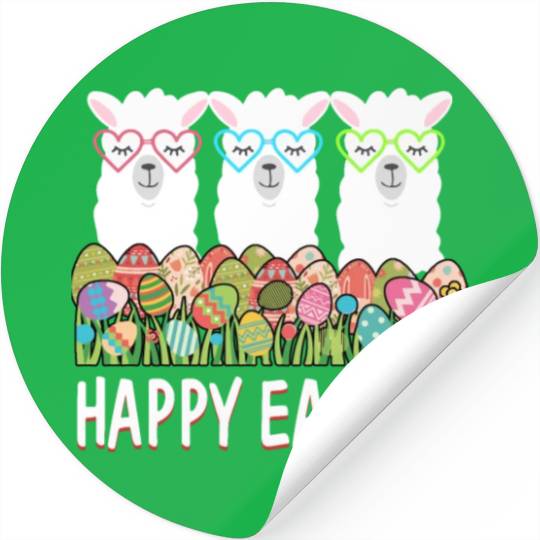Happy Easter Eggs Easter Llama Alpaca Bunny Stickers