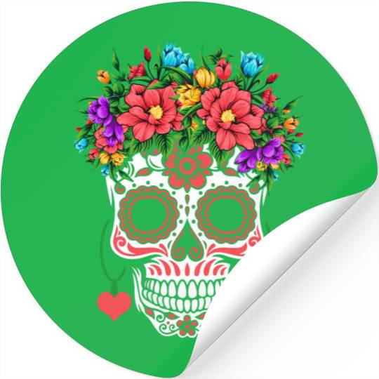 Hearts Sugar Bone Muertos Halloween Valentines Stickers
