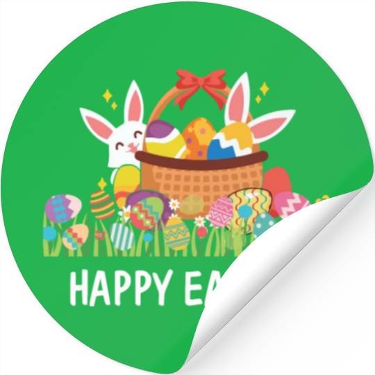 HAPPY EASTER Bunny Egg Hunt Wagon Girls Kids Mom Stickers