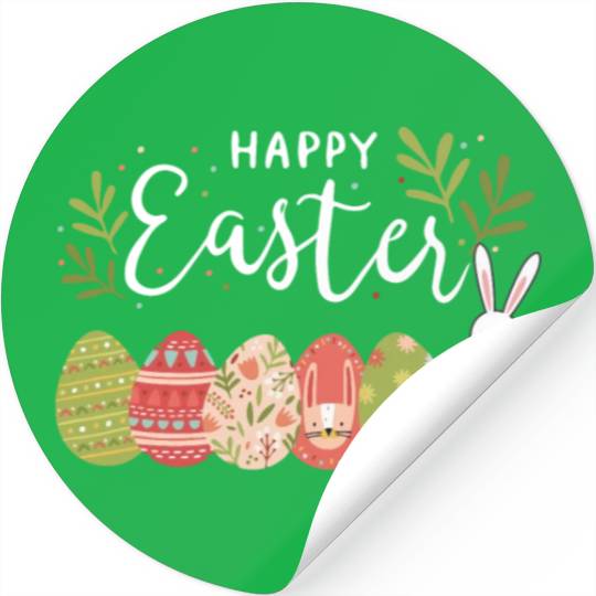 Happy Easter Spring Flowers Bunny Rabbit Egg Hunt Stickers