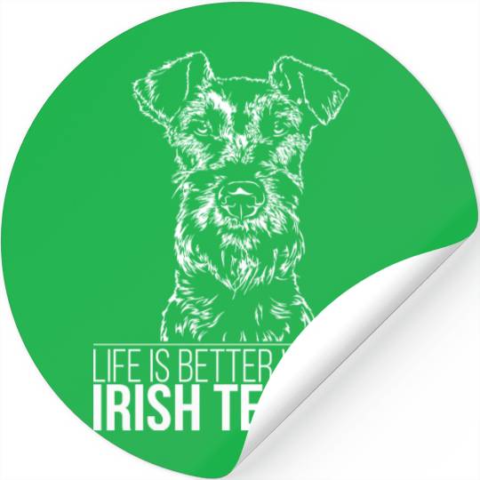 Irish Terrier life is better dog saying dog mom Stickers