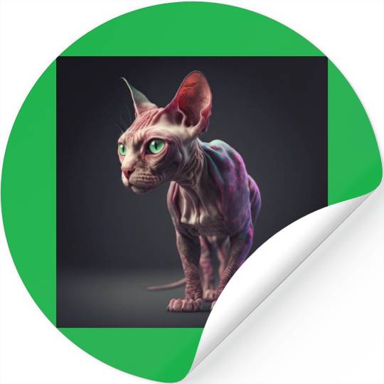 Canadian Sphynx cat with transparent skin Stickers