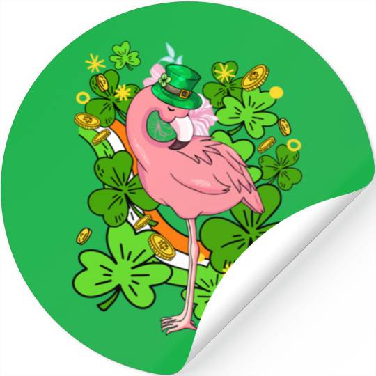 Funny Flamingo St Patricks Day Pink Bird Lover Stickers