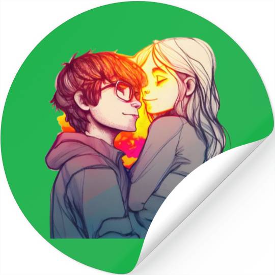 Lovley Couple Colorful three Stickers